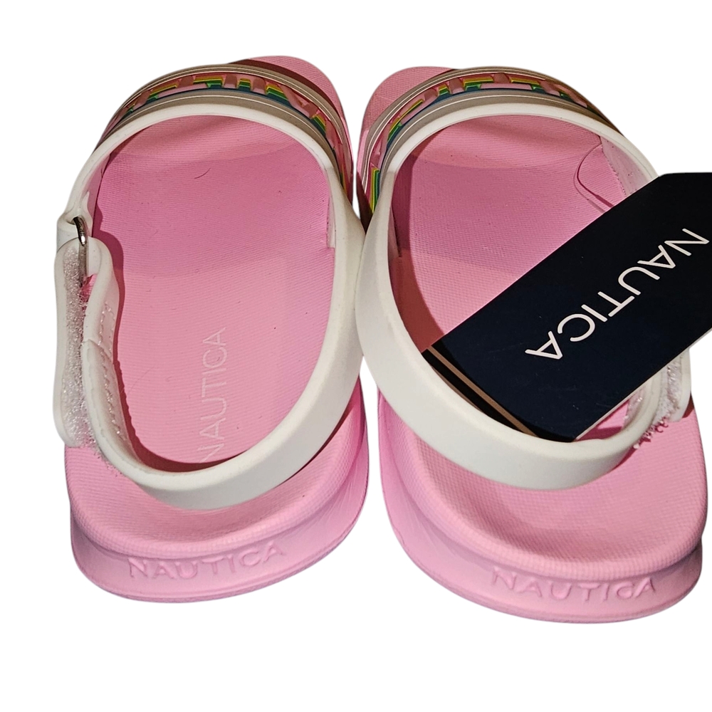 Nautica Pink Slide Sandals with Multicolor Logo - Picture 2 of 4